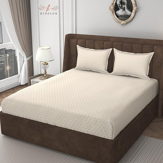 Hidecor Microfiber Soft Cotton Bedsheet for Double Bed, Size 90x100 inches with 2 Pillow Covers