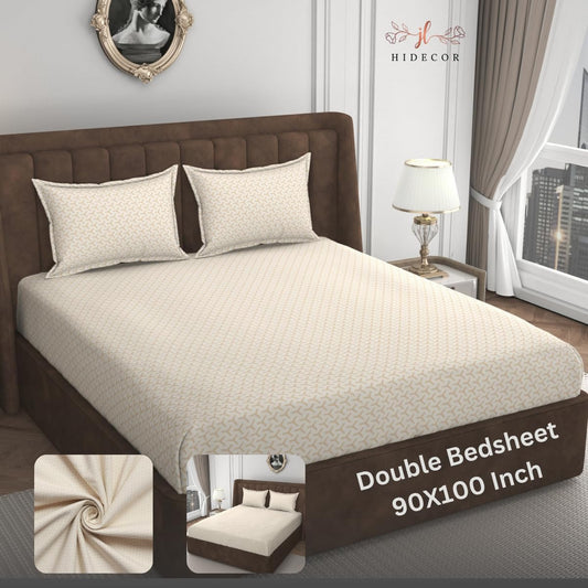 Hidecor Microfiber Soft Cotton Bedsheet for Double Bed, Size 90x100 inches with 2 Pillow Covers